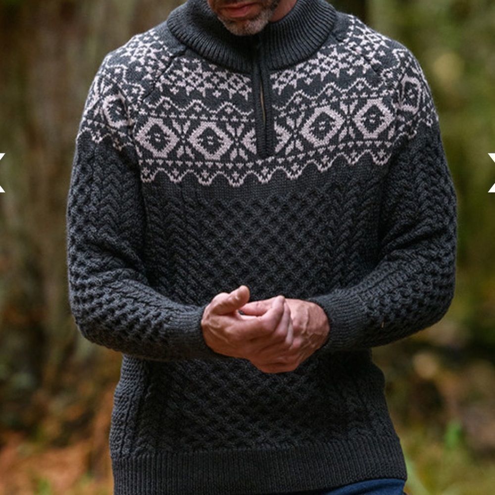 Aran Half-Zip Jacquard Sweater
